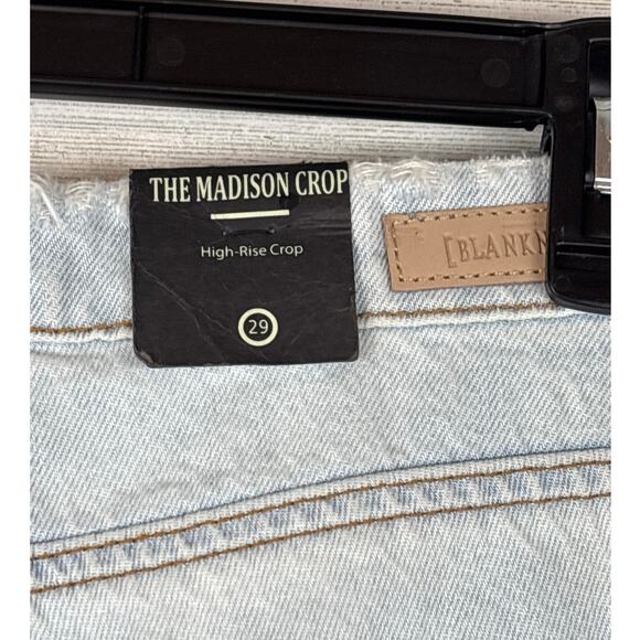 Blank NYC Womens 29 The Madison Crop High Rise Patchwork Blue Denim Jeans NEW - Picture 6 of 11